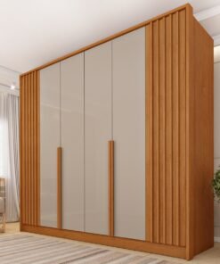 Guarda-Roupa 6 Portas Guarani/Chade Ripado 2,44m Cinamono/Off White - TCIL