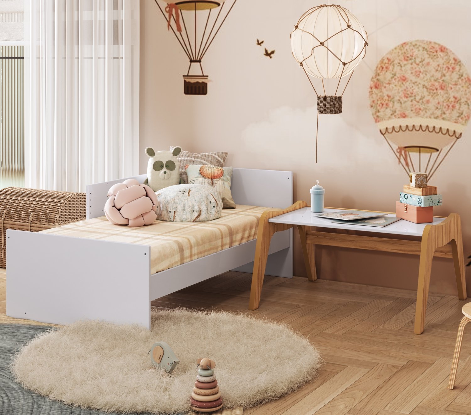 Berço Guti Retrô Americano Branco Brilho/Amêndoa - PEROBA MÓVEIS - Imagem 6