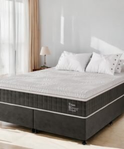 Colchão Queen Terapêutico Massageador Titan D28 + Base Box Simples Corino Preto – VIERO MÓVEIS + ALTO NÍVEL CAMAS E COLCHÕES