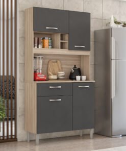 Kit Cozinha Malta 0,91 m Avena/Grafito – DEMÓBILE