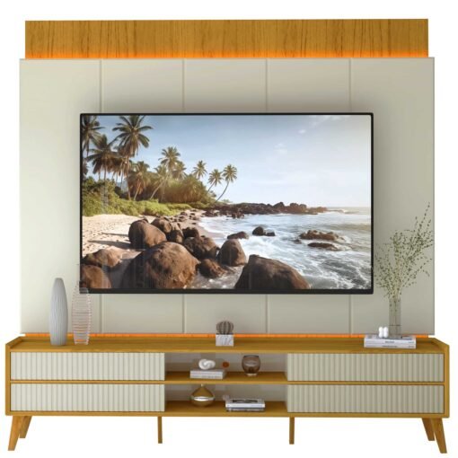 Painel + Rack até 85" Magnífico Naturale/Off White - GELIUS - Imagem 8