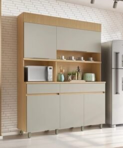 Kit Cozinha Realeza 5P2G 1,60 m Carvalho/Greige - NESHER