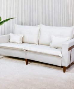 Sofá Living 2,04 m LE 2215 Linho Bouclé Bege A294 - TREVO ESTOFADOS