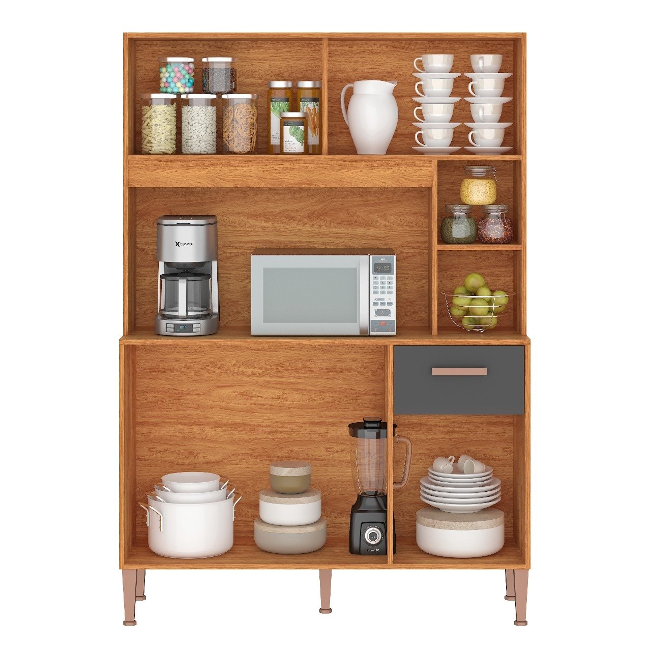 Kit Cozinha Pérola C212 1,20 m Cinamono/Grafite - FELLICCI - Imagem 2