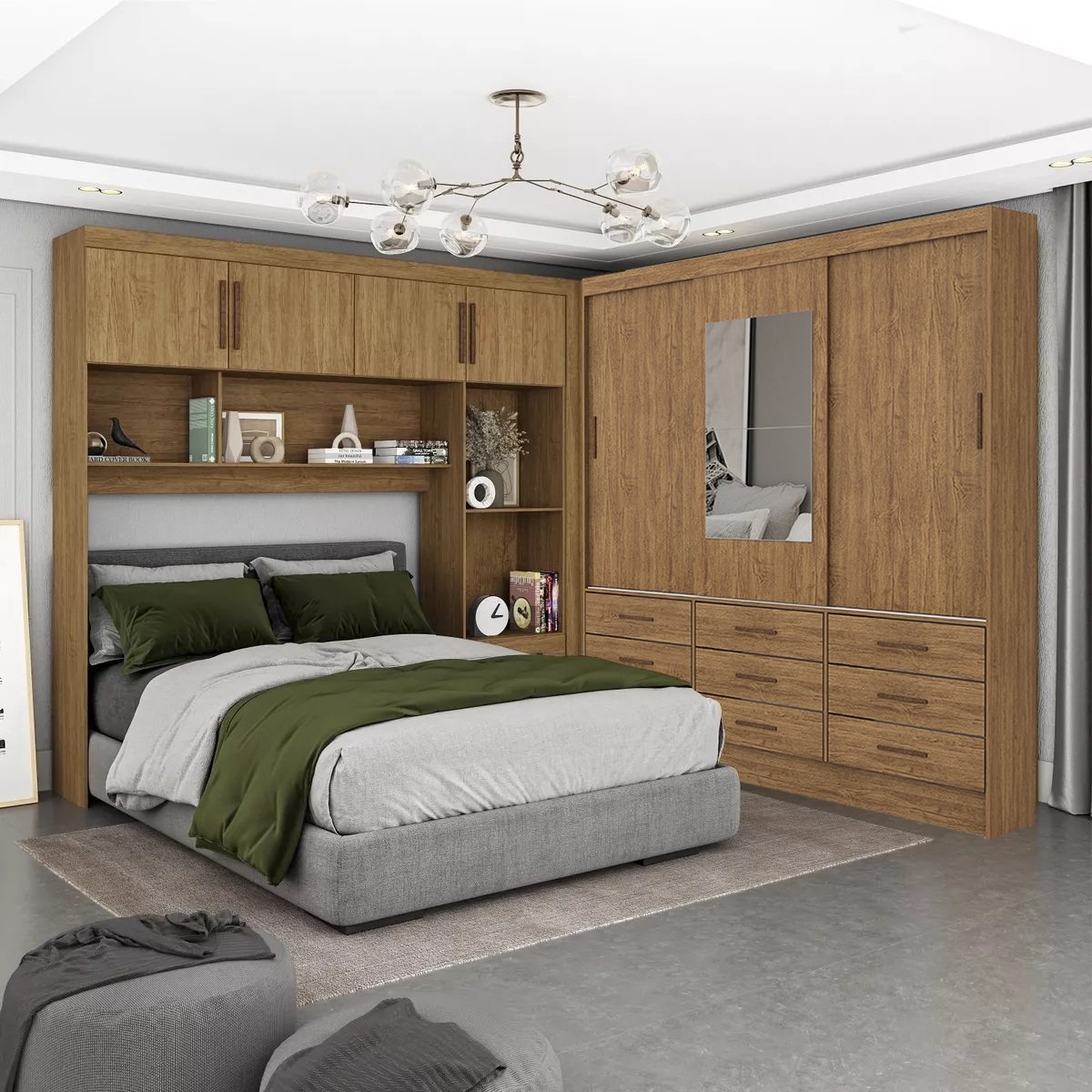 Modulado 4 Portas + Guarda-Roupa 3 Portas Sevilha Cinamono – CARIOCA MÓVEIS