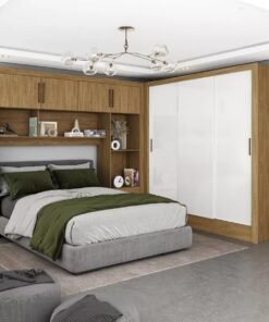 Modulado 4 Portas + Guarda-Roupa 3 Portas Dubai/Santiago Cinamono/Branco – CARIOCA MÓVEIS