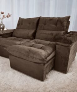 Sofá Retrátil e Reclinável Imperial 2,00 m Veludo Jolie Marrom 05 – IMPERIAL DECOR