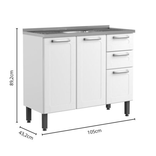 Balcão 2 Gavetas Múltipla 6015590 Branco - BERTOLINI - Imagem 3