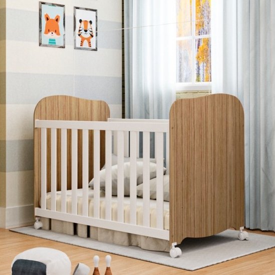Berço Americano Uli Branco Brilho/Amêndoa - PEROBA MÓVEIS