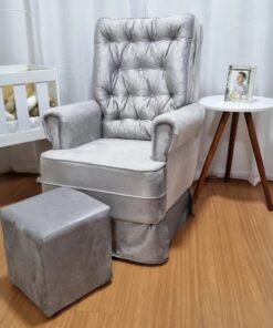 Poltrona Amamentação Marina Veludinho Cinza TB900 - BLISS BABY