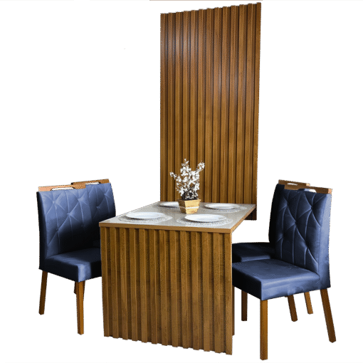 Mesa Cancun 120 Cinamomo/Off White com 4 Cadeiras Yasmim Veludo Azul – CEL MÓVEIS + KM DECOR - Imagem 2