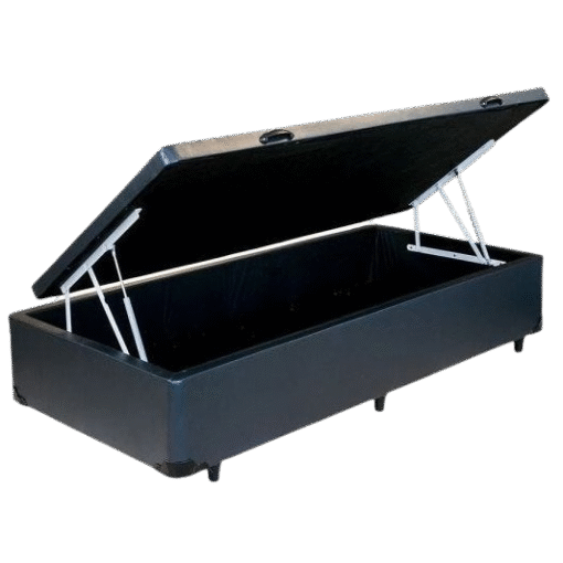 Base Box Solteiro Baú Corino Preto – ALTO NÍVEL CAMAS E COLCHÕES - Imagem 3