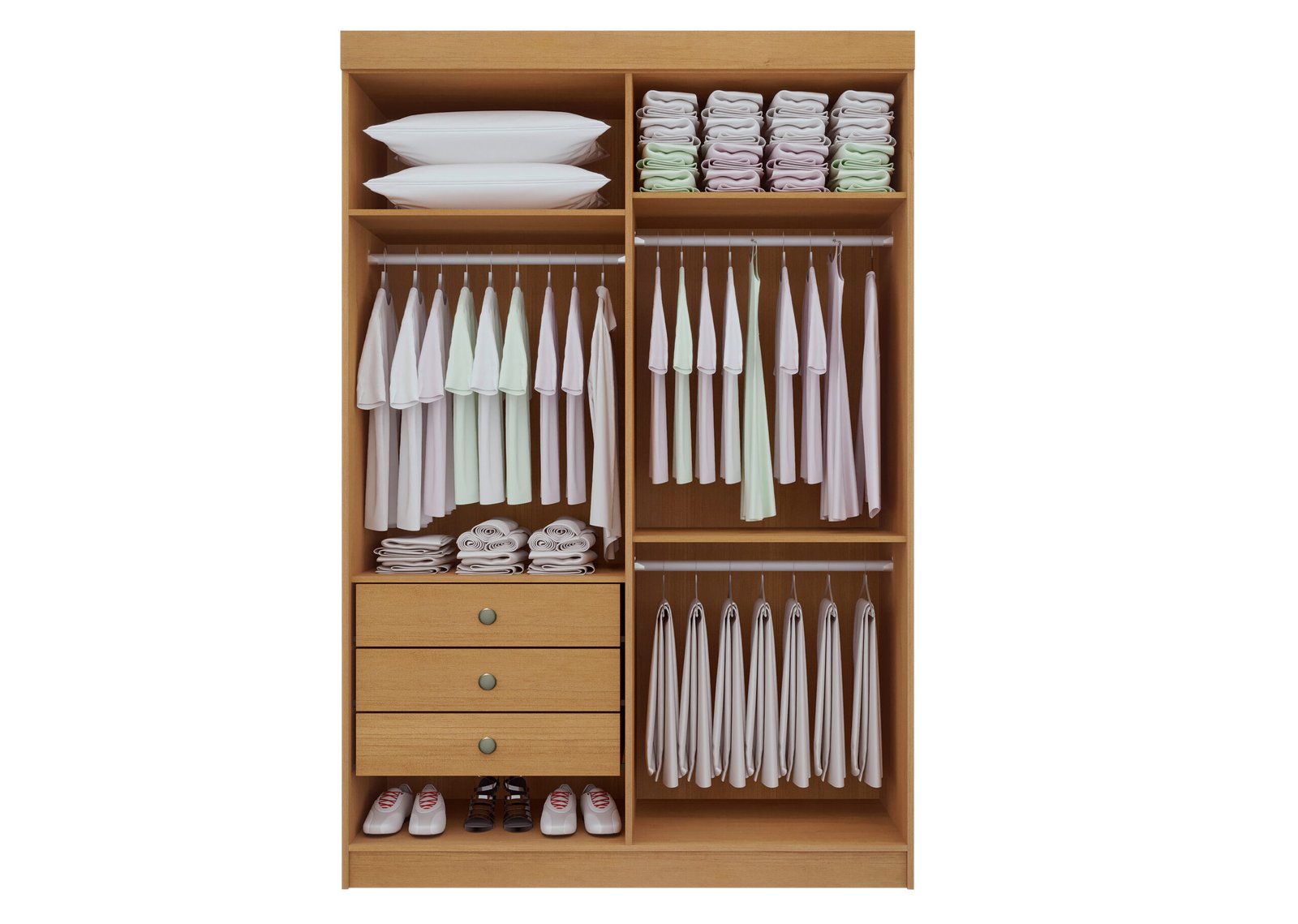 Guarda-Roupa 4 Portas Colibri 1,38 m Cinamono/Off White - D'DORO MÓVEIS - Imagem 2