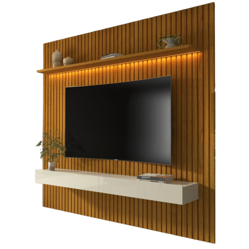 Home até 75″ Nobre Ripado 185(Com Nicho) Naturale/Off White – GELIUS - Imagem 2