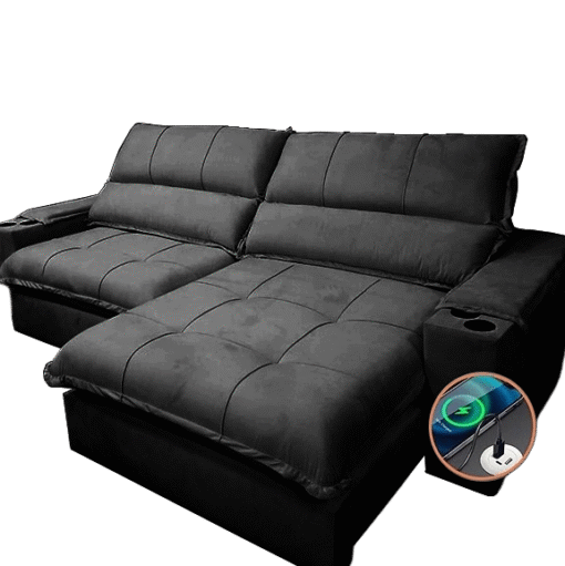 Sofá Retrátil e Reclinável Zeus/Afrodite 2,30 m Preto - ZARAT ESTOFADOS - Imagem 4