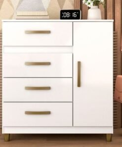 Cômoda 4 Gavetas com Sapateira Leme CO240 Branco - FELLICCI
