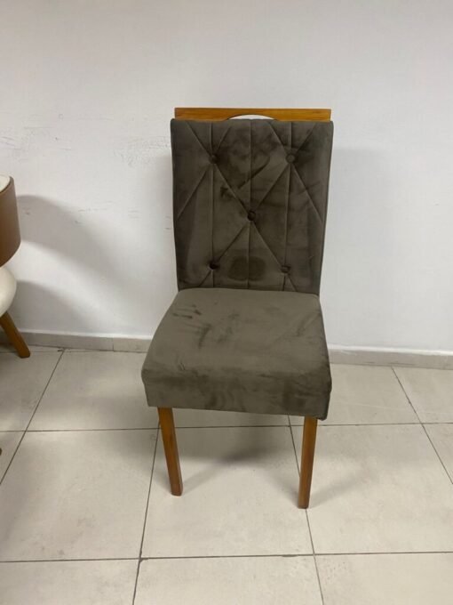 Mesa Salinas 90 Cinamomo/Off White com 4 Cadeiras Yasmim Veludo Marrom – AVALON DECOR + KM DECOR - Imagem 2