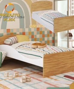 Cama Solteiro Lua Branco Brilho/Amêndoa - PEROBA MÓVEIS