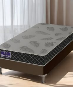 Colchão Solteiro Quality D20 12 cm 0,88 m + Base Box Simples Corino Marrom – ORTHOPRIME + ALTO NÍVEL CAMAS E COLCHÕES