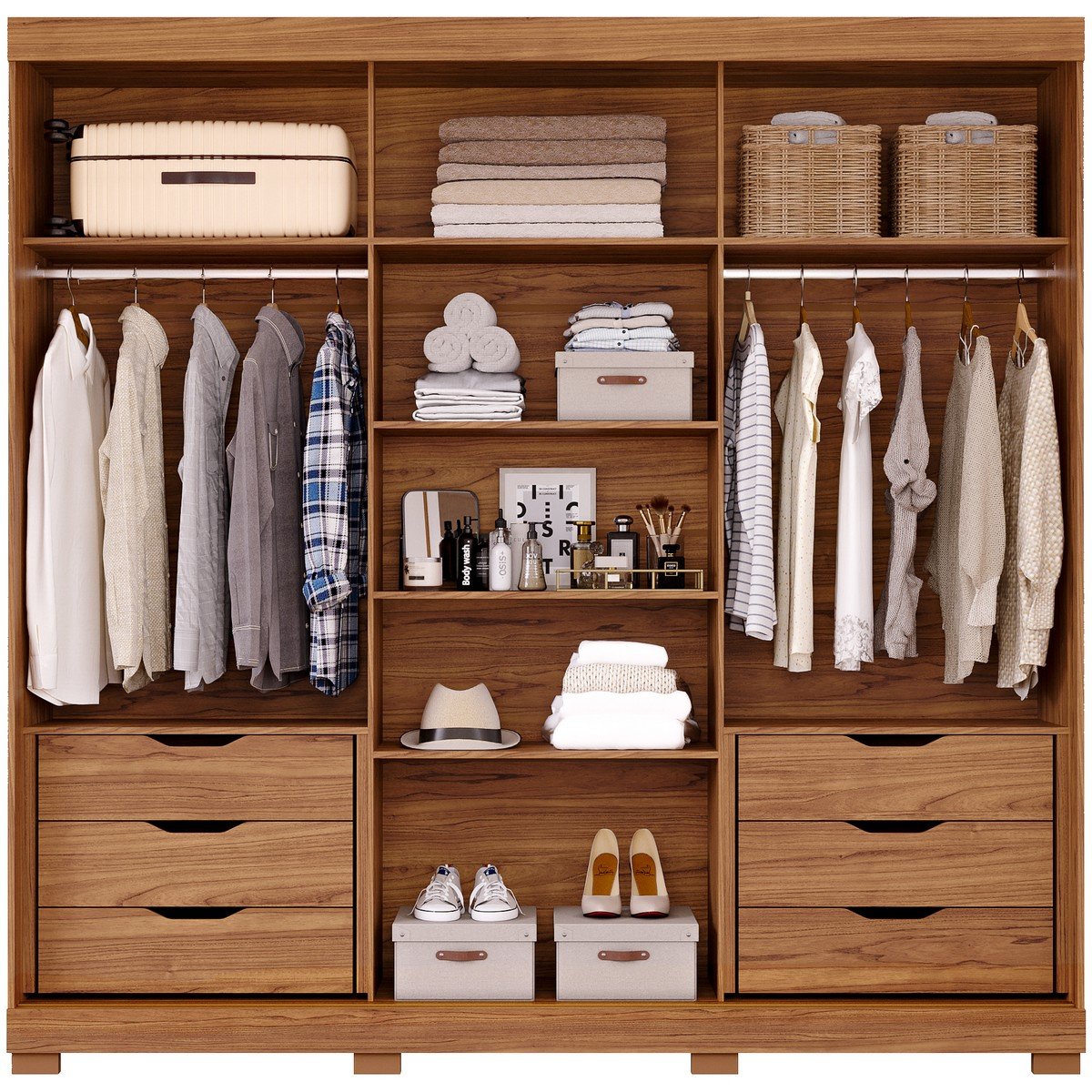 Guarda-Roupa 3 Portas Slide Cecília 2,352 m Cinamono - PANAN MÓVEIS - Imagem 3