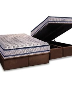 Colchão Queen Blue + Base Box Baú Corino Marrom – PAROPAS + ALTO NÍVEL CAMAS E COLCHÕES