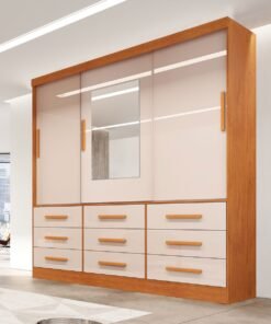 Guarda-Roupa 3 Portas(Sem Pés)Athenas 1,80 m Nature/Off White - BIANCHI