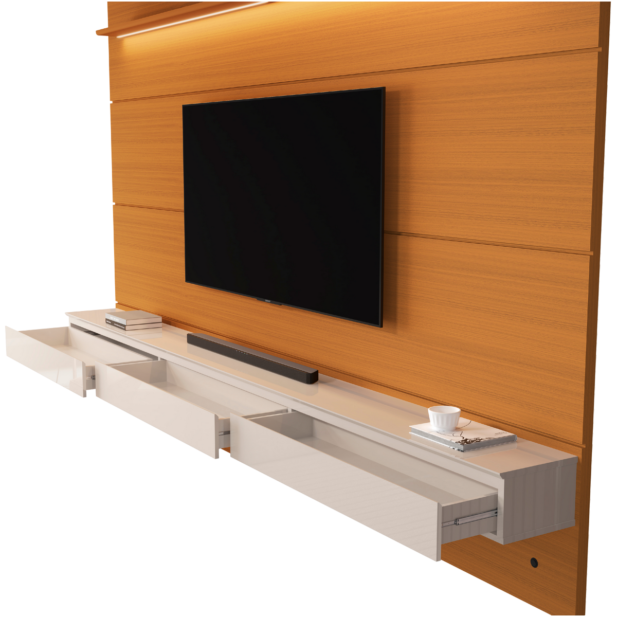 Home Suspenso até 75" Norton 2.2 (Bliss + Aspen) Cedro/Off White - EDN MÓVEIS - Imagem 6