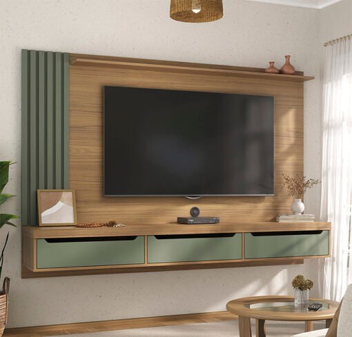 Painel até 75" Presence Carvalho/Menta - ARTELY