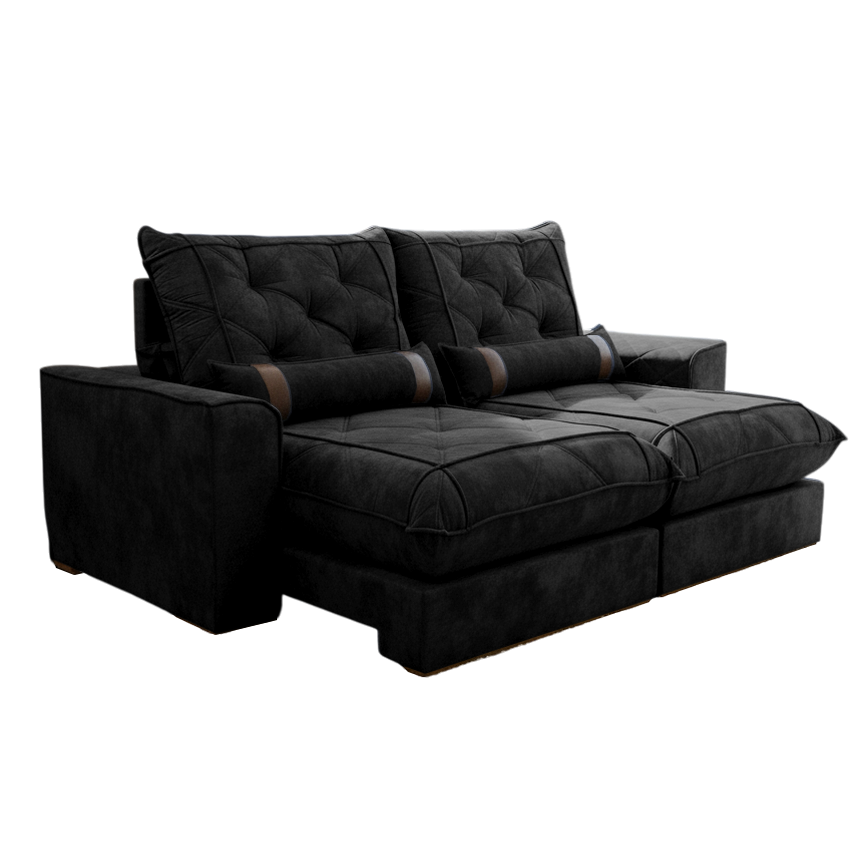 Sofa Retratil e Reclinavel Poseidon 029 2,50 m Veludo Preto - VICAM ESTOFADOS - Imagem 5