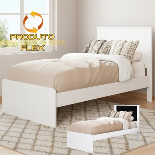 Cama Solteiro Barcelona Branco/Preto/Branco - TEBARROT DO BRASIL
