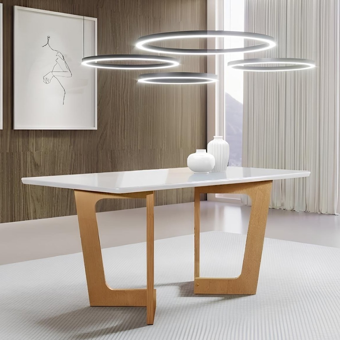 Mesa Dubai 120 (Tampo Londres) Cinamomo/Off White - CEL MOVEIS - Imagem 3