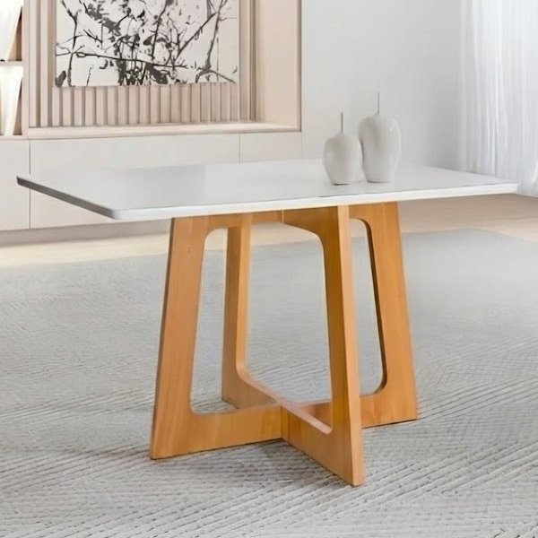 Mesa Dubai 120 (Tampo Londres) Cinamomo/Off White - CEL MOVEIS - Imagem 4