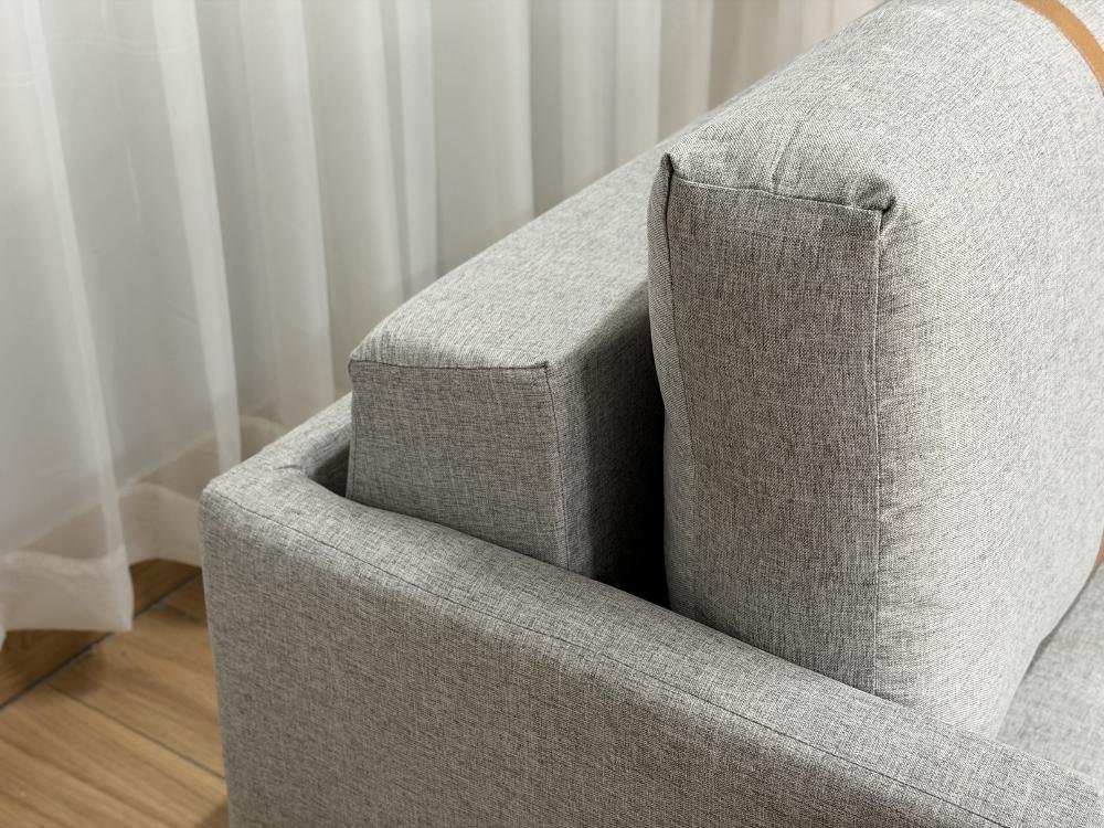 Sofa Cama Dominic 1.40m - Cinza Linho/Marrom Courino - Imagem 6