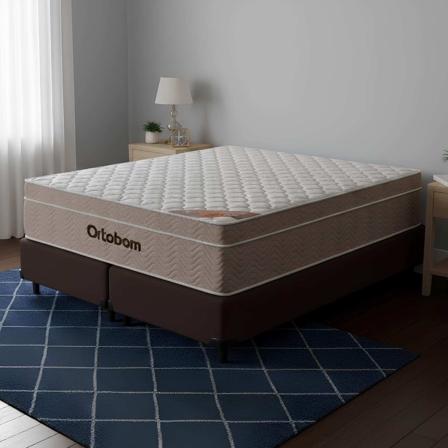 Colchão Queen Airtech Springpocket 25 cm D26 Molas Ensacadas + Base Simples Corino Marrom – ORTOBOM + BIOSTAR
