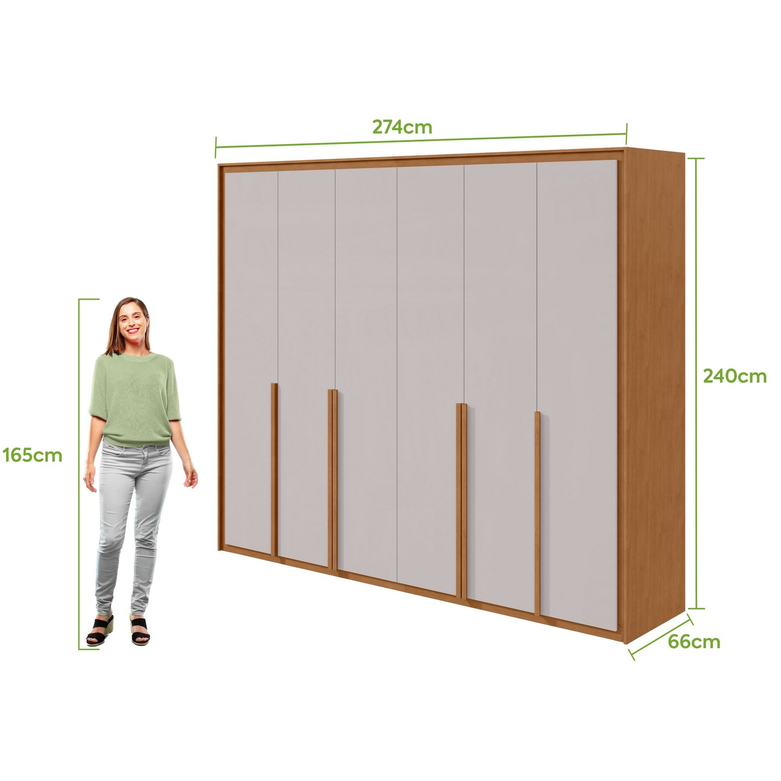Guarda-Roupa 6 Portas Imperatore 2,74 m Amêndoa Clean/Off White - LOPAS - Imagem 5