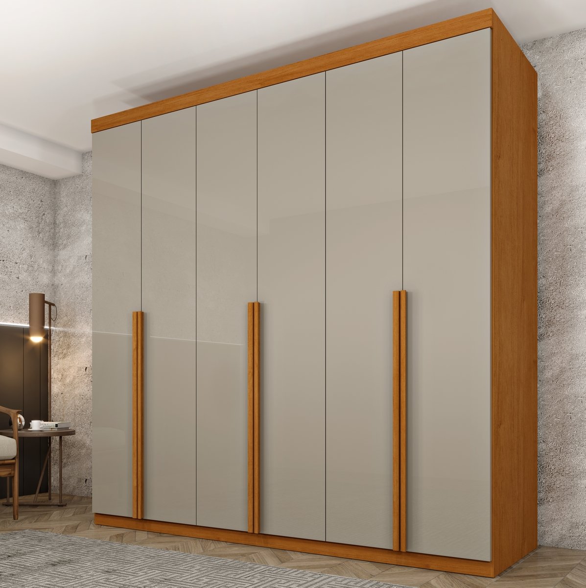Guarda-Roupa 6 Portas Joinville/Andorra 2,18 m Cinamomo/Off White - TCIL