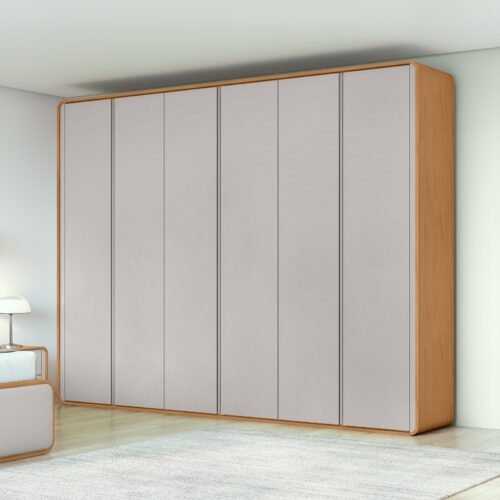 Guarda-Roupa 6 Portas Loop 2,70 m Amêndoa Clean/Off White - LOPAS