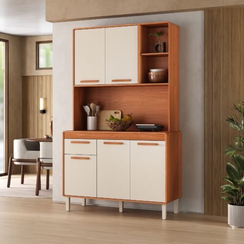 Armário Kit de Cozinha Dunas 1.20m - Cinamomo/Off White