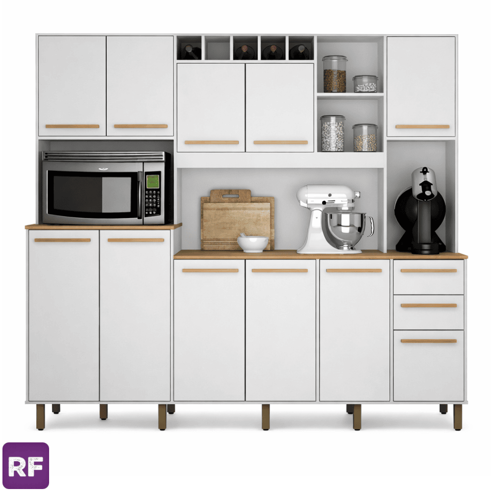 Armário Cozinha Petra Branco/Cinamomo Larg. 2.18m - Valdemoveis - Imagem 2