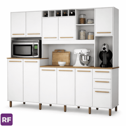 Armário Cozinha Petra Branco/Cinamomo Larg. 2.18m - Valdemoveis