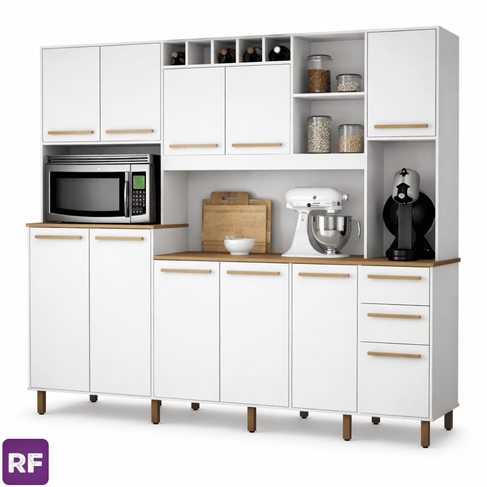 Armário Cozinha Petra Branco/Cinamomo Larg. 2.18m - Valdemoveis