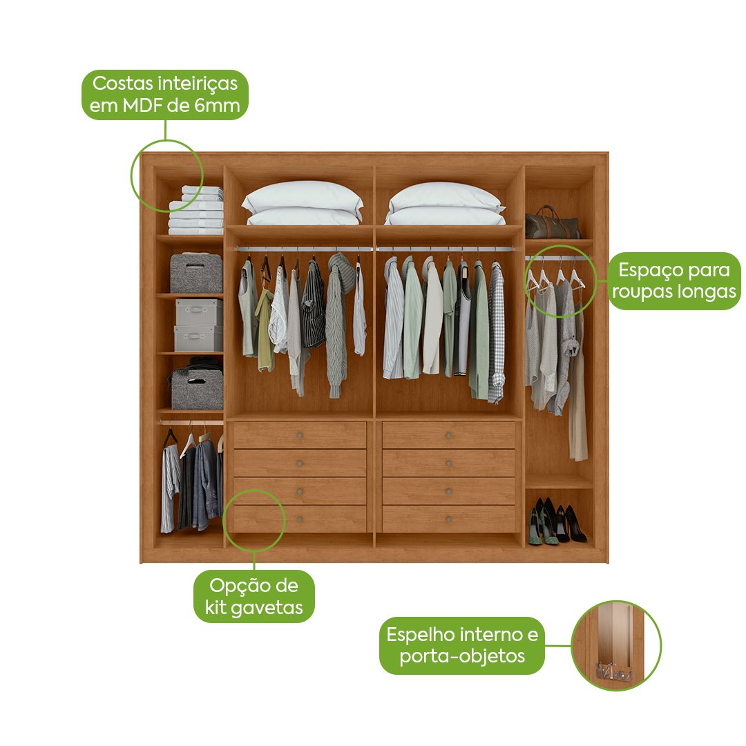 Guarda-Roupa 6 Portas Imperatore 2,74 m Amêndoa Clean/Off White - LOPAS - Imagem 4