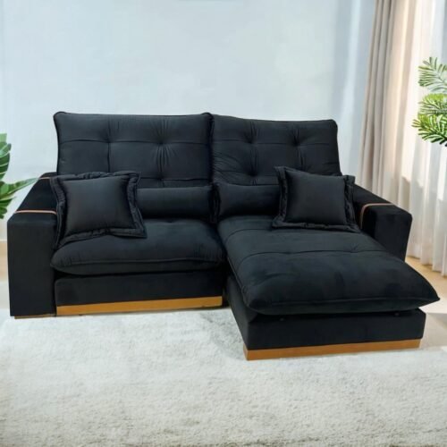 Sofá Retrátil e Reclinável Arthur/Toronto 2,50 m Preto 4062 – D’VITRINE ESTOFADOS
