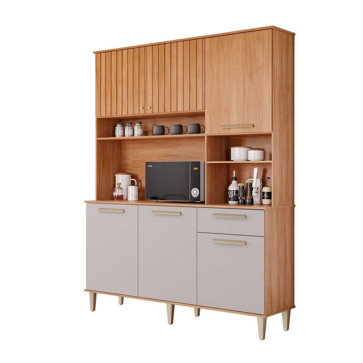 Kit Cozinha 6 Portas Mila 1,51 m Cinamomo/Off White - MGM MÓVEIS - Imagem 6