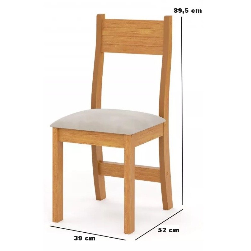 Mesa Tókio/Teka 120 Mel/Blonde/Off White com 4 Cadeiras Brisa Veludo Marfim – VIERO MÓVEIS - Imagem 2
