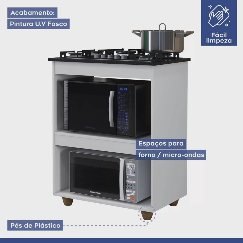 Balcão para Cooktop 5 Bocas Turim Branco – KAIKI MÓVEIS - Imagem 3