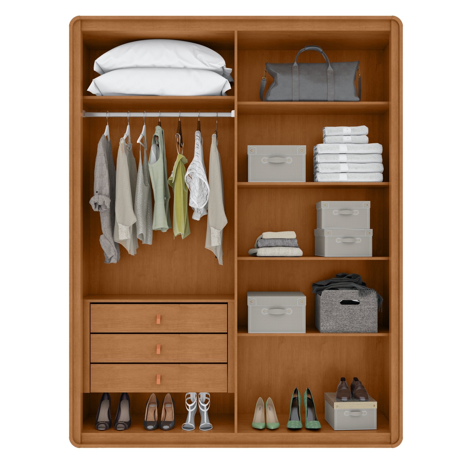 Guarda-Roupa 4 Portas Loop 1,84 m Amêndoa Clean - LOPAS - Imagem 2