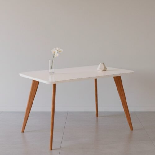 Mesa Acerola 130 (C/Vidro) Madeira/Off White - CIMOL