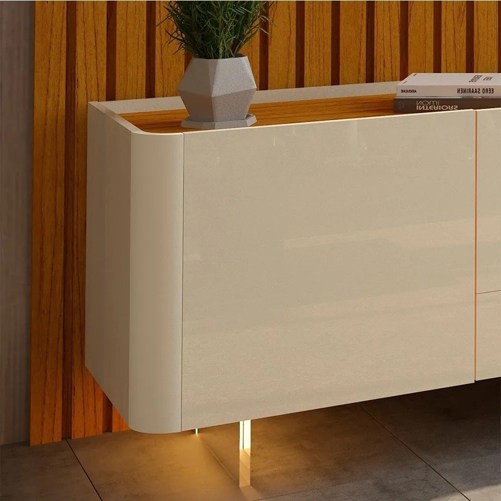 Rack Nobre c/Pés de Vidro 75" - Off White/Naturale - Imagem 2