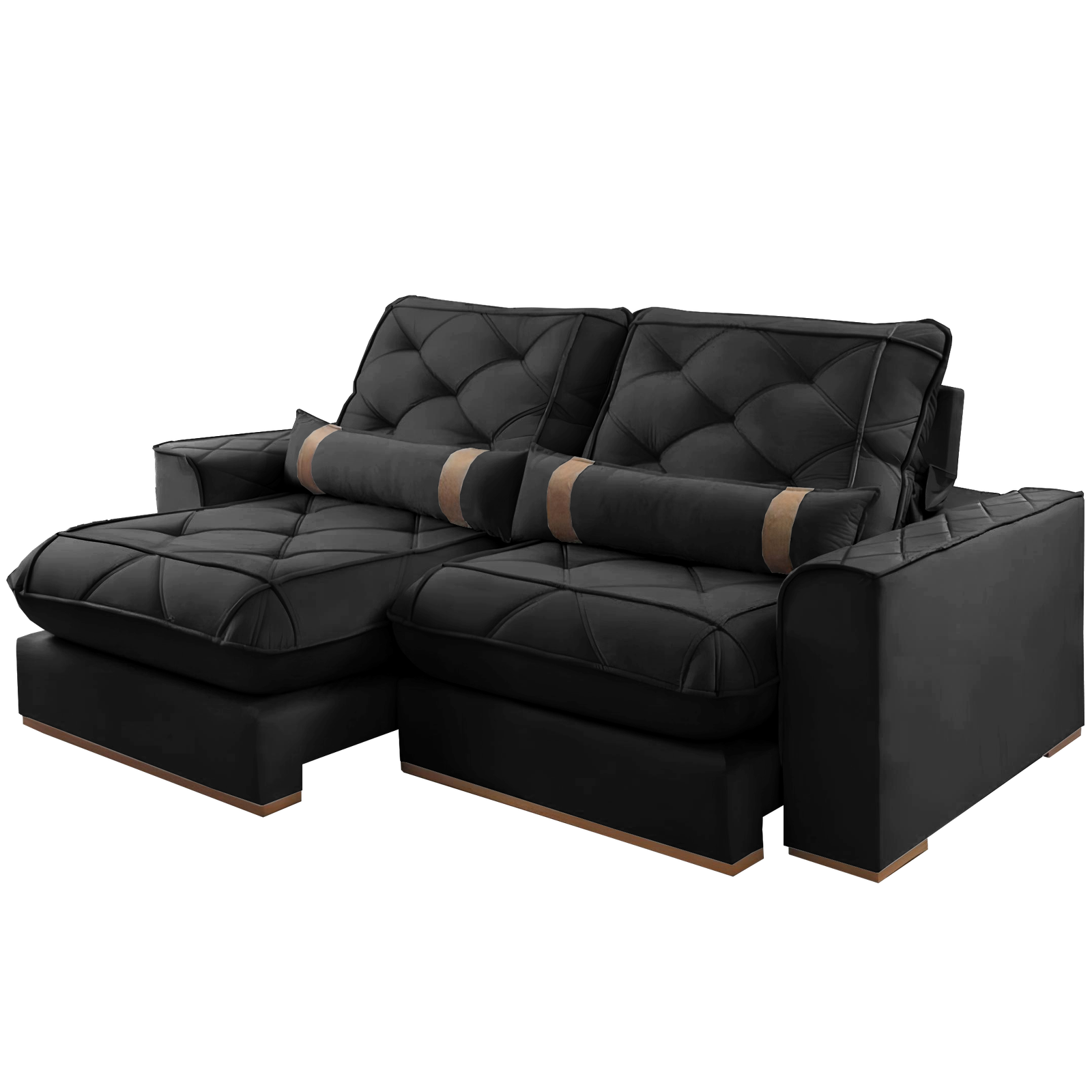 Sofa Retratil e Reclinavel Poseidon 029 2,50 m Veludo Preto - VICAM ESTOFADOS - Imagem 6